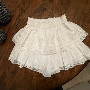 Altar'd State White Tiered Lace Mini Skirt